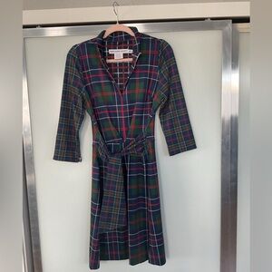 Gretchen Scott Designs Navy and Red Plaid Dress